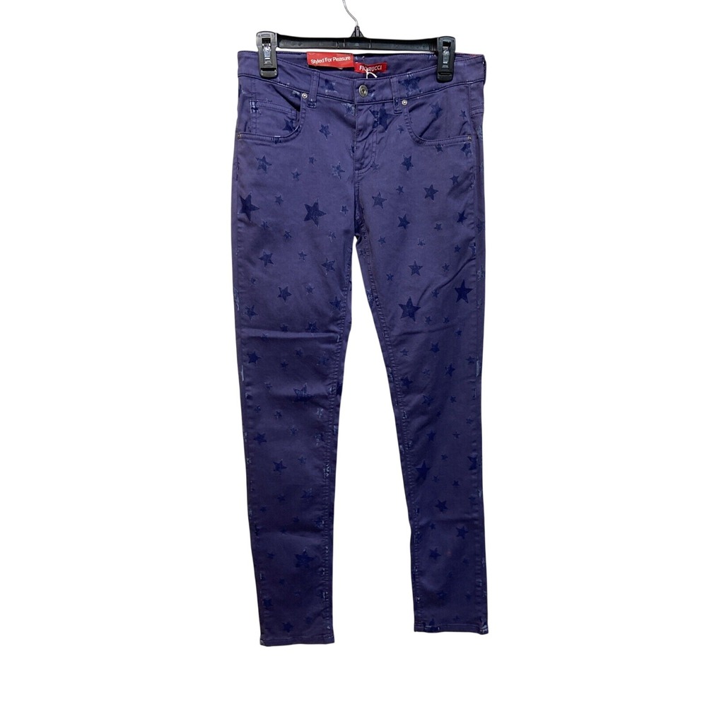 Fiorucci Women's Purple Star Print Skinny Jeans 26 Mid Rise‎ Italian Y2K NWT